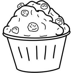 Cute Food Coloring Black and White Line Art for Kids