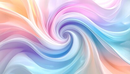 Abstract swirling waves of soft pastel colors, resembling a delicate vortex or flowing ribbon. The design is graceful and vibrant