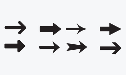 Collection of Black Arrow Styles for UI, Signage, and Graphic Design Elements