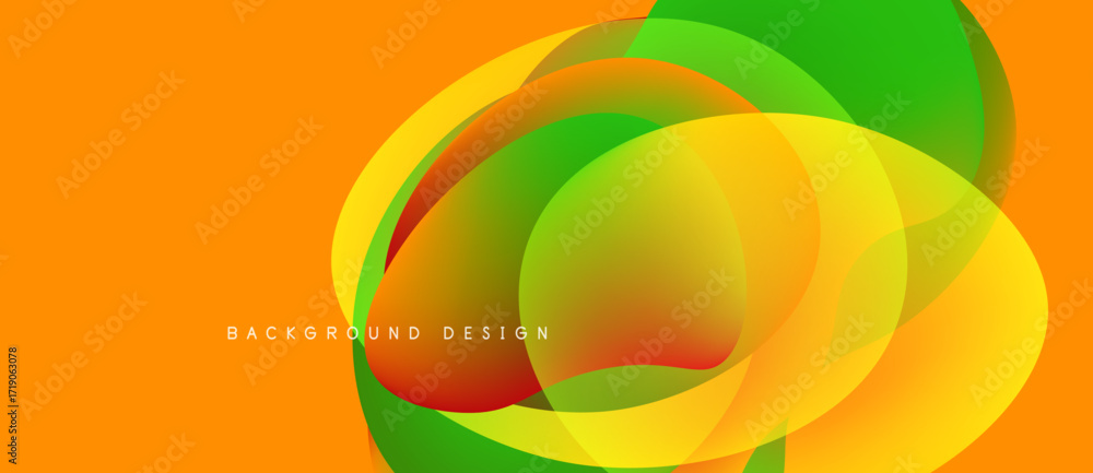 Aufkleber abstract vibrant design features overlapping colorful circles. orange, yellow, green hues blend crea