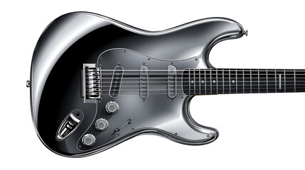 Obraz premium Chrome guitar vector isolated on white for music entertainment instrument sound and decorative design illustration