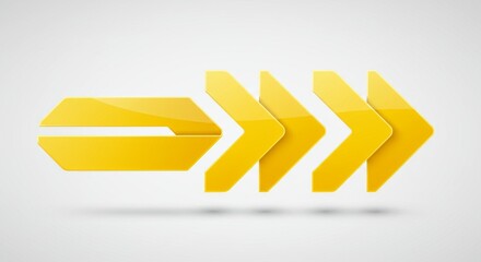 Yellow 3D Folded Arrows Infographic Template on White Background for Business Presentation and Workflow Design