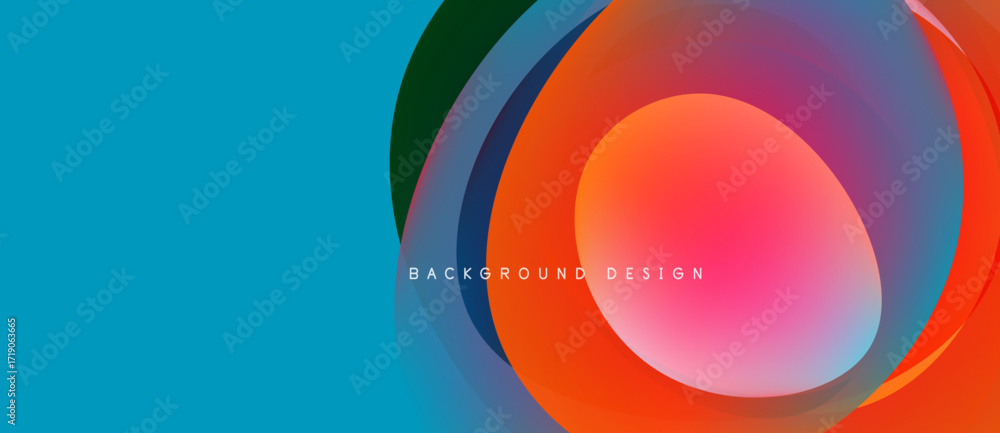 Aufkleber abstract colorful layers create dynamic composition. bright hues blend, forming circular shapes, mod