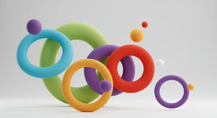 3D Circles Infographic Template with Gradient Bubbles on White Background for Business Presentation and Creative Design