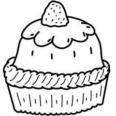 Cute Food Coloring Black and White Line Art for Kids