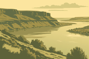 Banks Lake in Washington, vast reservoir framed by desert cliffs and open skies