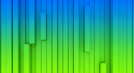 Obraz premium Abstract graphic design with vibrant green and blue vertical rectangular shapes.