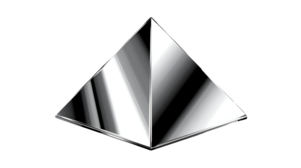Chrome pyramid vector isolated on white for abstract 3D shape modern decorative and creative design illustration