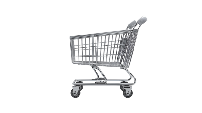 Chrome shopping cart vector isolated on white for retail store consumer ecommerce and business design illustration