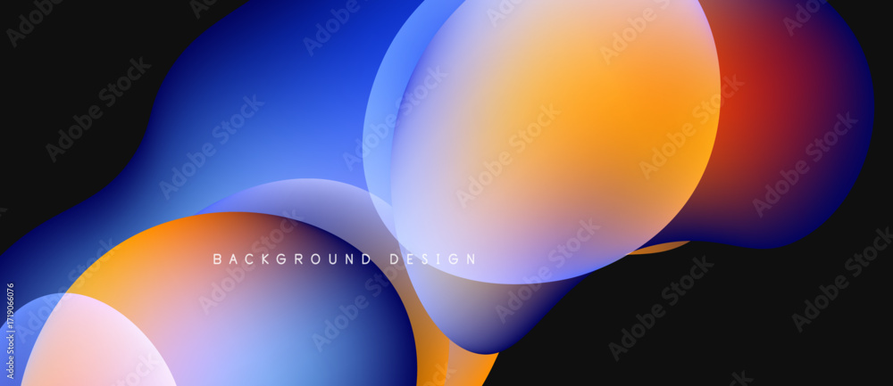 Poster abstract fluid shapes, vibrant colors blend. modern design, dynamic composition, smooth gradients cr