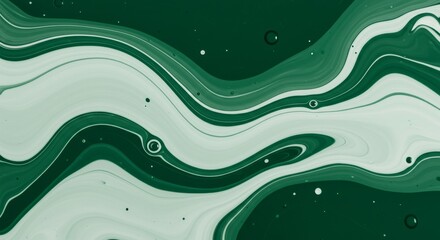 Abstract Green and White Liquid Paint Splash Artwork with Fluid Motion and Dynamic Texture on Modern Canvas