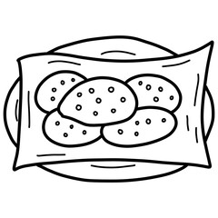 Cute Food Coloring Black and White Line Art for Kids