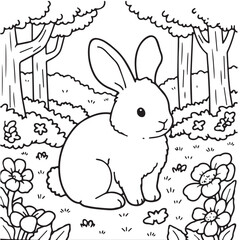 vector illustration of a cartoon rabbit coloring pages coloring book