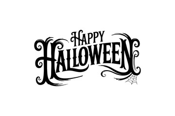 Elegant Happy Halloween Typography with Spooky Elements
