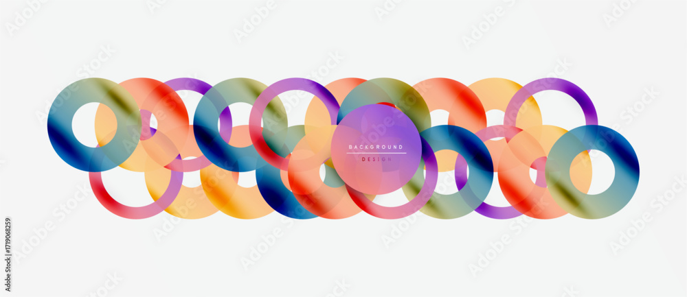 Aufkleber abstract colorful circles overlap creating vibrant design. minimalist background provides clean aest