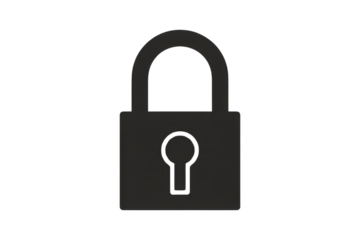 Simple black padlock icon on a transparent background, symbolizing security and protection. background removed