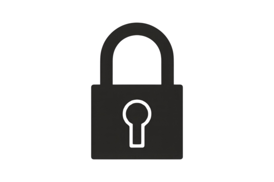 Simple black padlock icon on a transparent background, symbolizing security and protection. background removed - Powered by Adobe