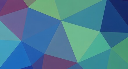 Abstract geometric background with triangles in shades of blue, green, and purple.