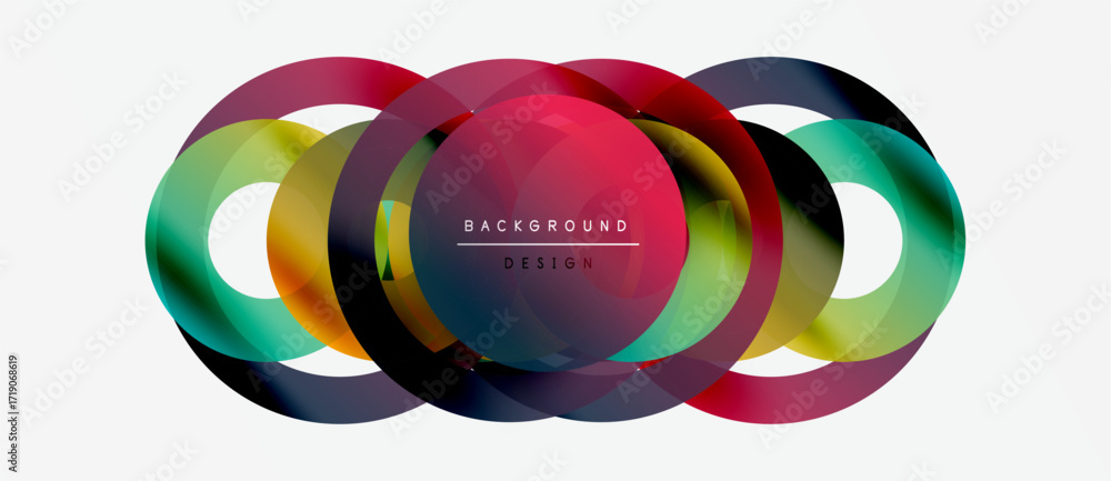 Poster abstract colorful circles overlap, creating dynamic visual effect. modern design element for backgro