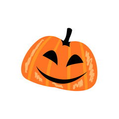 Halloween pumpkin isolated with face. Spooky halloween pumpkin for autumn design