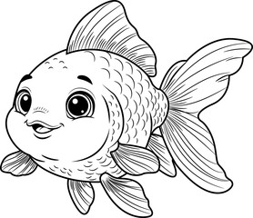 Goldfish cartoon. For coloring. Learning media. Child development.