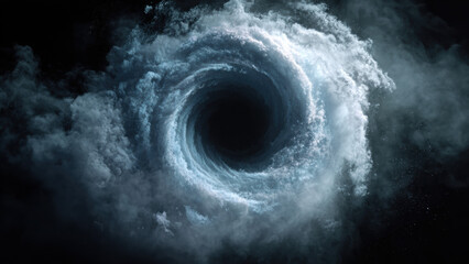 Dark Smoke Ring Portal with Sci-Fi Energy Glow on Black Background