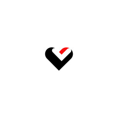 Letter V Love Logo