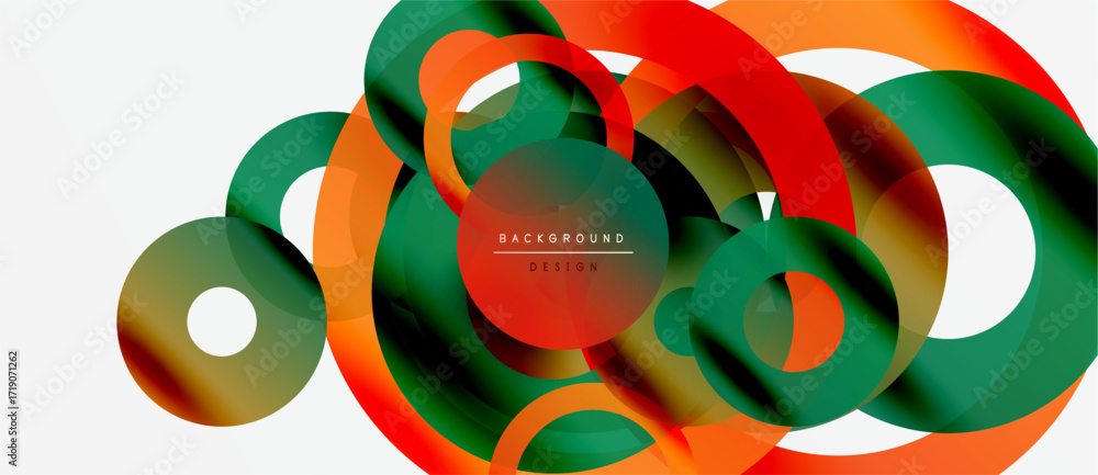 Aufkleber abstract colorful circles overlap, creating dynamic fluid shapes. modern design elements suggest mov