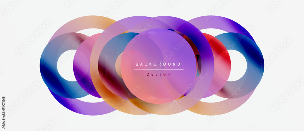 Poster abstract colorful circles overlap creating dynamic visual effect. modern design element for backgrou