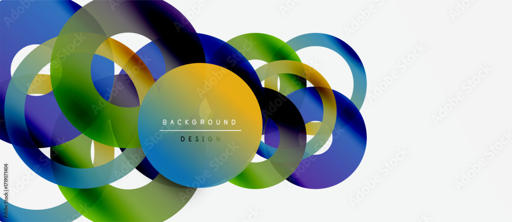 Poster abstract colorful overlapping circles create dynamic visual composition. modern design elements sugg