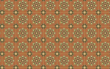 Decorative Seamless Pattern flowers green and orange color, vintage seamless pattern, seamless pattern with floral pattern.