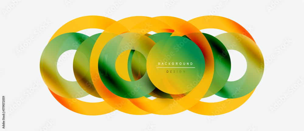 Poster abstract colorful circles overlap. gradient shades create dynamic visual effect. modern design eleme