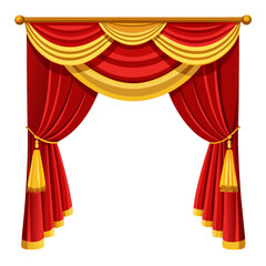 red curtains isolated on white