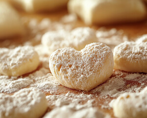 Illustration of baking, featuring heart-shaped treats for Valentine's Day.