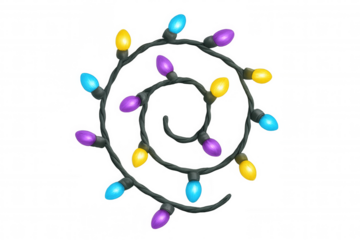 Colorful christmas string lights decorating for holiday celebration, illuminating festive garland on transparent background
