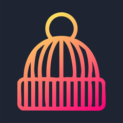 Orange and pink gradient beanie on dark background