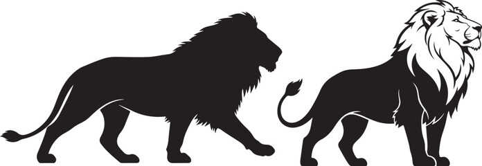 lion silhouette vector set clipart.eps