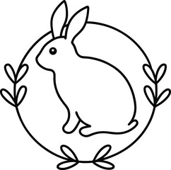 vector illustration of a bunny line art on transparent background
