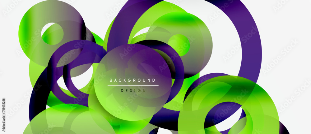 Aufkleber abstract fluid shapes, vibrant green, purple hues. modern design elements create dynamic composition