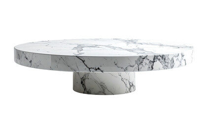 Circular marble coffee table with a low pedestal base