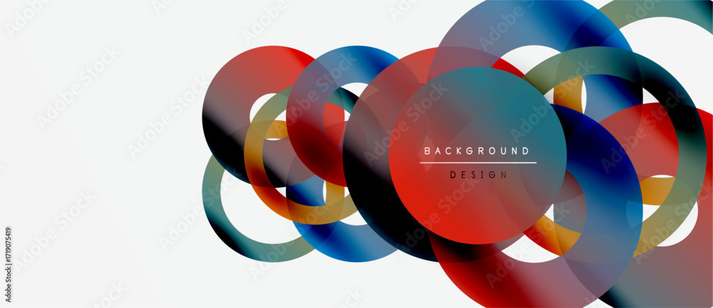 Poster abstract colorful overlapping circles create dynamic visual composition. modern design element for b
