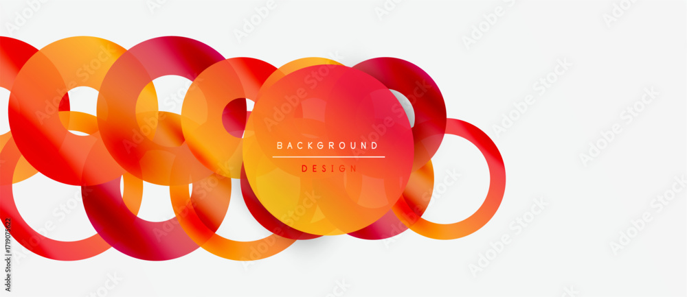 Poster abstract design features vibrant overlapping circles. gradient shades create dynamic visual effect. 
