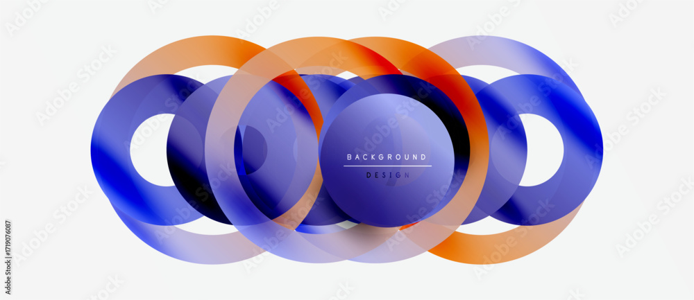 Poster abstract design features overlapping colorful circles. gradient shades create modern visual effect. 
