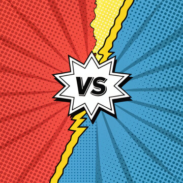 Comic Style VS Background &ndash; Red vs Blue Battle Concept
