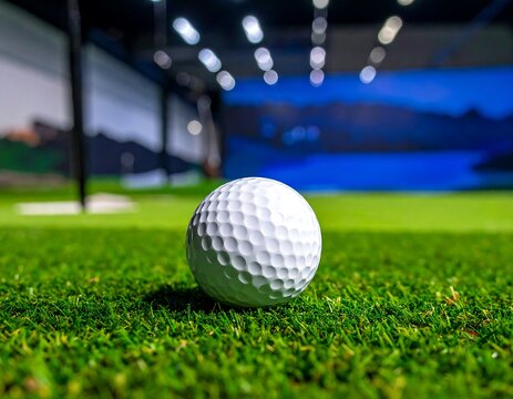 Golf ball on indoor putting green - Powered by Adobe