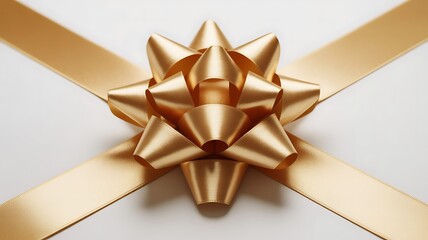 Elegant golden star shaped gift bow adorned with satin ribbon creating a festive and luxurious presentation for any occasion