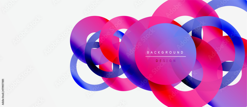 Poster abstract colorful circles overlap, creating dynamic visual effect. modern design elements suggest in