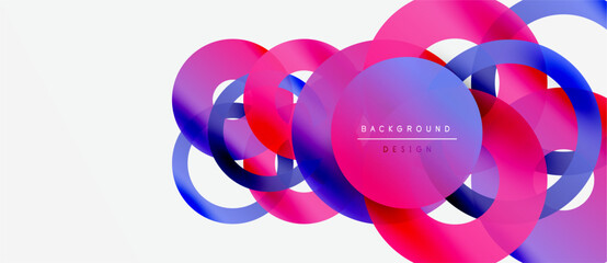 Abstract colorful circles overlap, creating dynamic visual effect. Modern design elements suggest innovation, energy, fluidity.