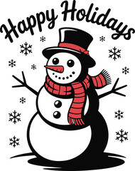 Christmas snowman silhouette vector