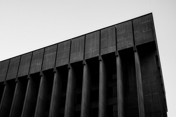 Modern dark building with vertical slats